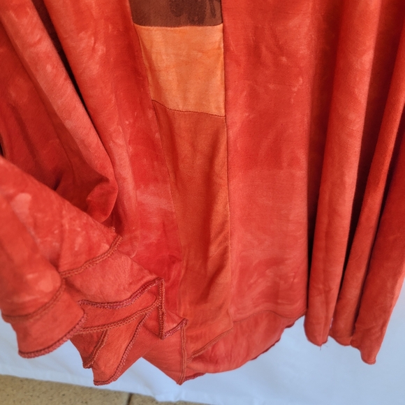 Red summer cover-up, mini dress, wear with leggings, boho. Sz M - Picture 4 of 9